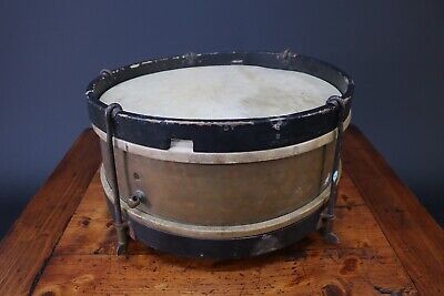 Vintage Snare Drum Brass & Bentwood 15  Marching Band Antique Original • 115£