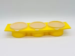 Vintage Yellow TUPPERWARE 3 Divided Covered Dip Condiment Serving Tray with Lids - Picture 1 of 6