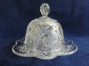 VINTAGE BOHEMIA GLASS CHEESE BUTTER DOME c1930 - Picture 1 of 6