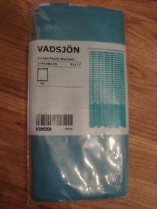 NEW IKEA Turquoise Blue White Shower Curtain Polyester 71x71" Striped NEW