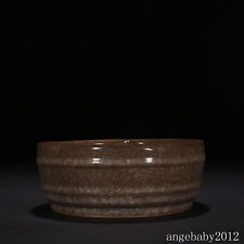7.1" Old Chinese Porcelain Song dynasty guan kiln Yellow Ice crack Brush Washer