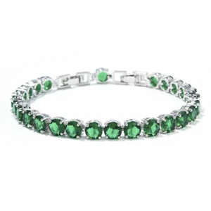 Nuevo Brazalete Redondo 6MM Verde Citrino Piedras Preciosas Plata Mujeres Fiesta Joyería Dije - Imagen 1 de 6