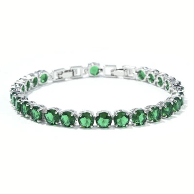 Nuevo Brazalete Redondo 6MM Verde Citrino Piedras Preciosas Plata Mujeres Fiesta Joyería Dije Foto 1 de 4