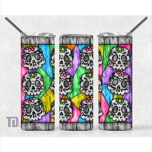 Sugar skull stained glass Tumbler - Picture 1 of 11