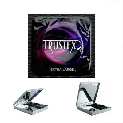 Trustex XL Extra Large Sized Lubricated Latex Condoms, Bulk + Silver Pocket Case - Image 1 of 4