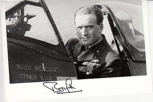 Segunda Guerra Mundial RAF Ace Battle of Britain BAMBERGER DFC foto firmada posguerra - Imagen 1 de 1