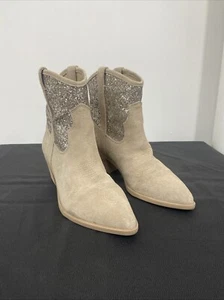 Dolce Vita Sonya Damen-Cowboystiefel Glitzer elfenbeinfarben Wildleder Größe 9,5 - Bild 1 von 11