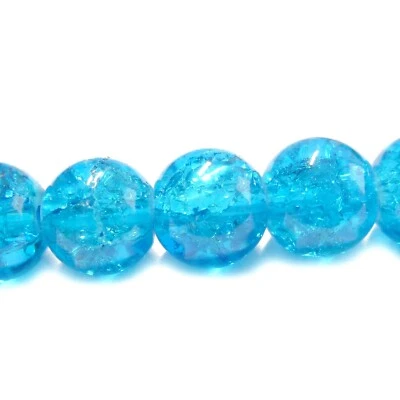 Glasperlen Crackle rund 8 mm azur blau ca. 105 Perlen Spacer nenad-design - Bild 1 von 4