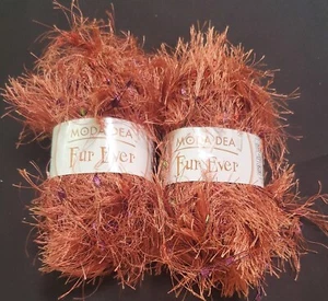 2 Cinnamon Twist Moda Dea Fur Ever Yarn 1.76 oz 50g 49 Yards Polyester/ Nylon - Picture 1 of 3