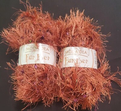 2 Cinnamon Twist Moda Dea Fur Ever Yarn 1.76 oz 50g 49 Yards Polyester/ Nylon - Image 1 of 3