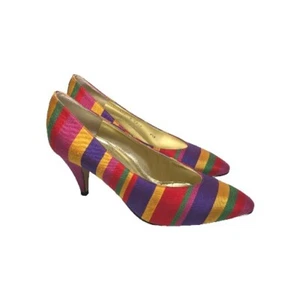 Bruno Magli 8.5B Women's Colorblock Pattern Fabric Italian Pumps 3"Heel - Picture 1 of 7