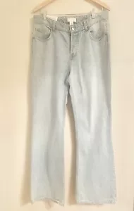 H&M 90's Straight Regular Waist Denim Jeans Sz EU44 US 12,Split Hem Full Length - Picture 1 of 10