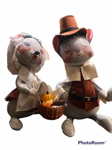 Annalee Vintage Lot Thanksgiving Pilgrims 1988 number 1964 Mr 14 1/2” Mrs 12” - Bild 1 von 5