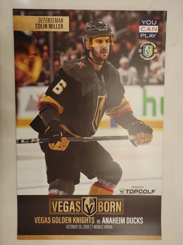 Vegas Golden Knights vs Anaheim Ducks Colin Miller  Poster 10/20/2018 Cover