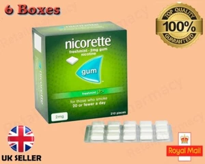 Chewing Gum Nicorette Freshmint 2mg 210 6 Pack Expiry-FAST DISPATCH Exp 2027 - Picture 1 of 1
