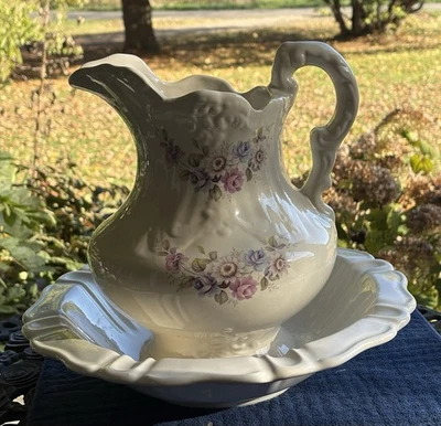 ANTIGUA jarra de porcelana/cerámica con lavabo.   Excelente estado.  USA H17 #2 Foto 1 de 4