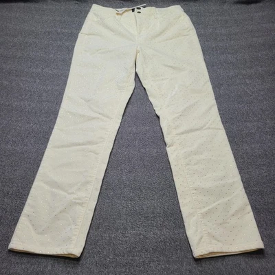 Pantalones Talbots Mujer 10 Crema Pana Pierna Recta Cintura Alta Punto Dorado Nuevos con Etiquetas Foto 1 de 4