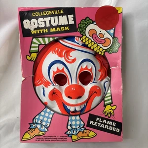 Vintage Collegeville Clown Halloween Maske & Kostüm Kinder Tiny Tot 3-4 Jahre 1984 USA - Bild 1 von 8