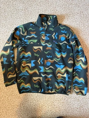 Patagonia Arctic Collage Abstract Pattern Synchilla Snap-T Fleece Men's Medium - Image 1 of 4
