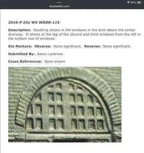 2016 Doubled Die WV WDDR 115 Harpers Ferry ATB US Coin 25c Variety - Picture 1 of 7