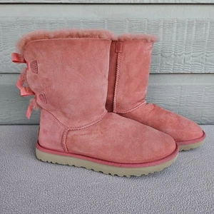 UGG Bailey Bow II Fleece Lined Pink Boots Women SZ 9 Winter Fur 1016225 - Picture 1 of 12