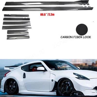 For Nissan 200SX Carbon Style 86.6inch Side Skirt Extensions Rocker Panel - Imagem 1 de 4
