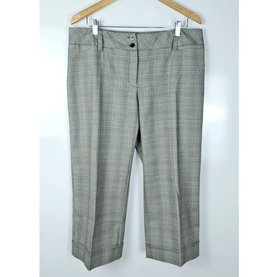 AGB Pantalón Cuadros Mujer Talla 12 Marrón Verde Largo Recortado Elástico Foto 1 de 4