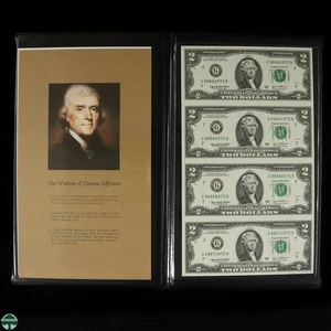 Sheet of 4 Notes - Series of 2003 A $2 FR G Chicago 98860975 49 89 72 - Picture 1 of 9