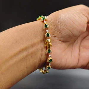 Joyería de mano para hombre 925 SS creada en forma de pera verde esmeralda regalo de boda 4 creadas en laboratorio - Imagen 1 de 6