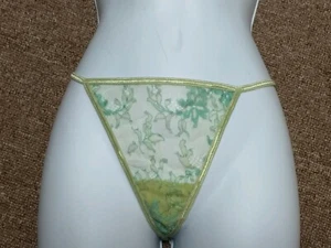 Victorias Secret Vintage Encaje Transparente con Arco Cuerda en V Verde Medio Nuevo Sin Etiquetas - Imagen 1 de 5