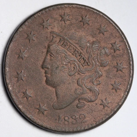 1832 Coronet Head Large Cent XF DETAIL E296 TB Cover