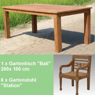 Gartenmöbel Garten Essgruppe Set Sitzgruppe Teakmöbel Massivholz Teak Tisch Stuh - Bild 1 von 4