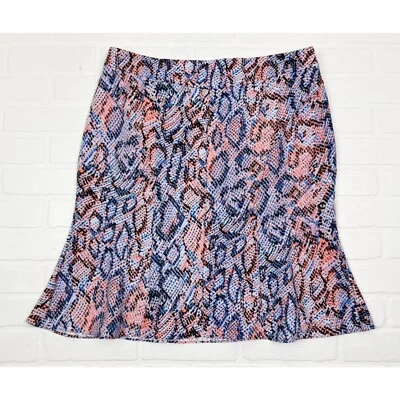 NUEVO CON ETIQUETAS Diane Von Furstenberg Falda Sutton Leopardo Pez Firma Azul Talla 16 Foto 1 de 4