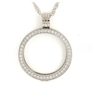 Narcotics Anonymous - NA / AA  Bling Medallion Holder With Chain Silver Plated - Picture 1 of 2
