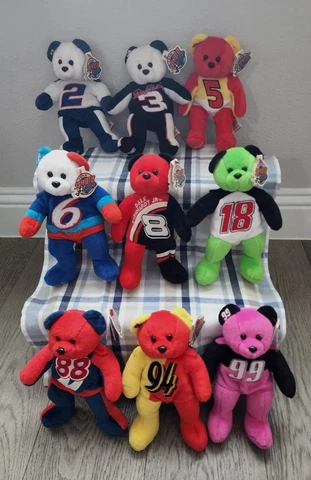 VTG Nascar Team Speed Bears  AUTHENTIC LOT Of NINE  beanie plush Bears 1999 Cover