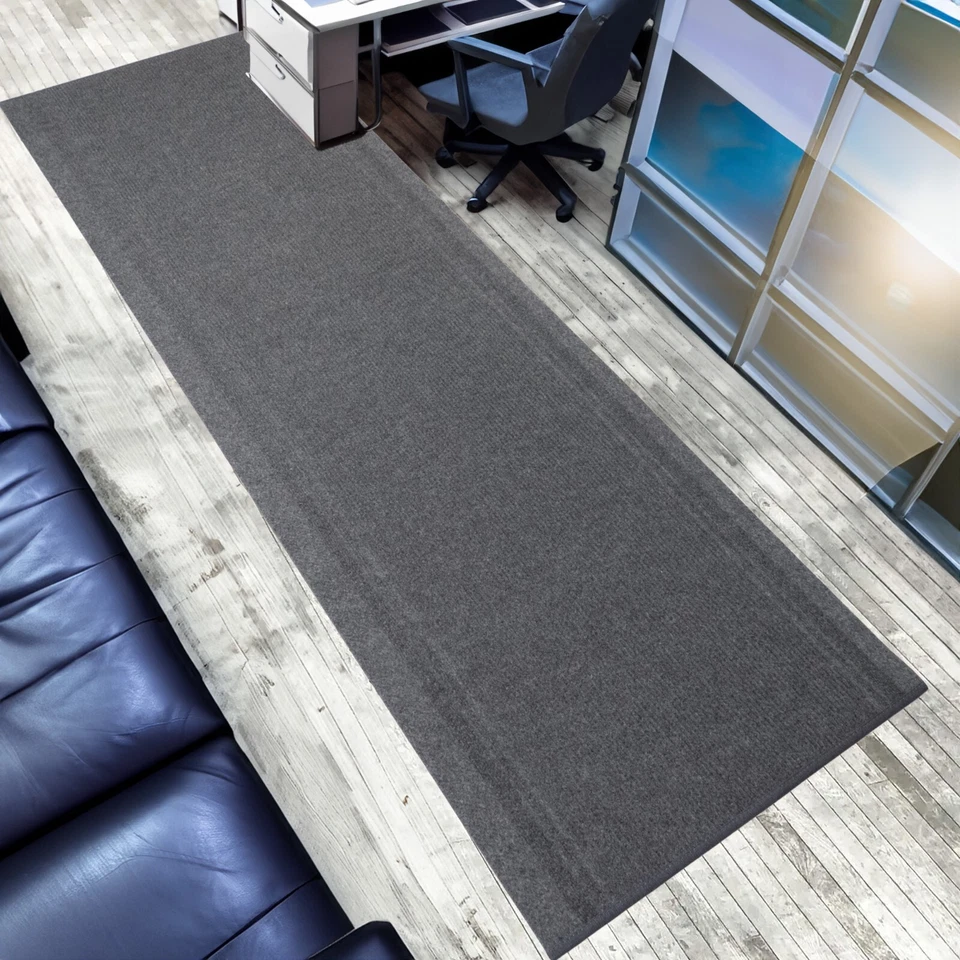 Anti Slip Light Weight Low Profile Gray Rug Runner Hallway Office Outdoor - Image 1 of 4