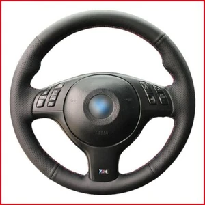 DIY Black Leather Car Steering Wheel Cover for BMW E46 E39 330i 530i 330Ci M3 - Picture 1 of 6