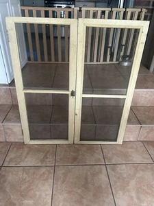Pair,2 Antique Wood Framed Screen Cabinet Doors ,1920s - Picture 1 of 6
