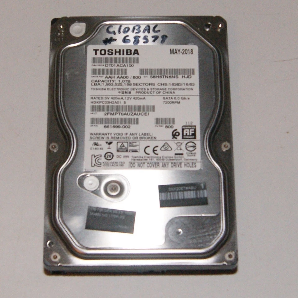 Toshiba DT01ACA100 1TB 3.5" Desktop Hard Drive SATA - Image 1 of 1