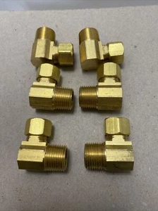 3/8 Zoll Außendurchmesser Rohr x 3/8 Zoll Außengewinde NPT 90 Grad Winkel Messing Klemmverschraubung 6 Stück - Bild 1 von 2