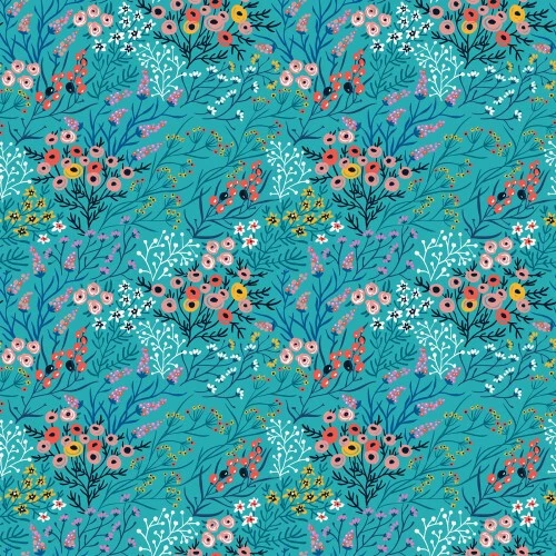 Telas Whimsy By In The Beginning - flores verdes #15WMS1 Foto 1 de 1