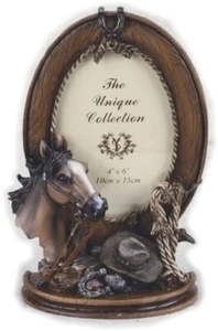 3D Old West Cowboy Hat Rope Horse Head Frame Holds 4 x 6 Photo frame 8 x 9 - Picture 1 of 1