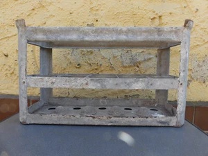 Französische Eisen Getränkekiste Vintage – Landhaus Deko Flaschenhalter Metall - Picture 1 of 9