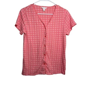 Charter Club Intimates Sleep Shirt Women's Small Pink Button Up Short Sleeve - Picture 1 of 8