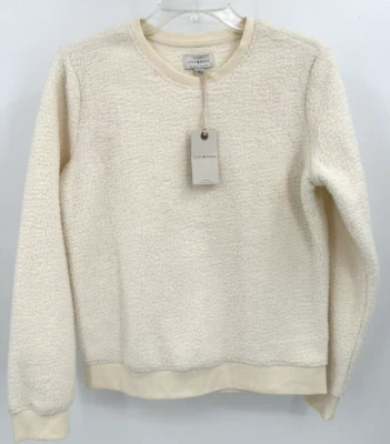 LUCKY BRAND SHERPA FLEECE CREWNECK SWEATSHIRT Women's Size Small Ivory - Image 1 of 4