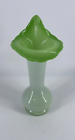 Jack in the Pulpit Vase Cased Green White 8” Hand Blown Art Glass Japan