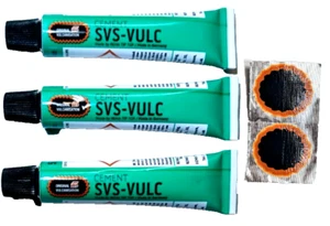 3x TipTop Vulkanisierflüssigkeit + 2x Flicken 25mm Schlauchreparatur SVS Vulc 5g - Bild 1 von 1