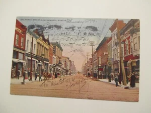 Leavenworth Kansas Postcard  Delaware Street 1907 KS - Picture 1 of 2
