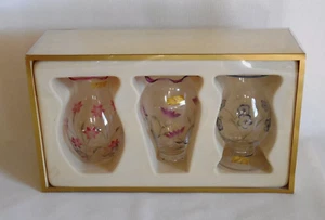 Lenox Floral Spirit Set of 3 Mini Vases Crystal Handcut & Handpainted New - Picture 1 of 9