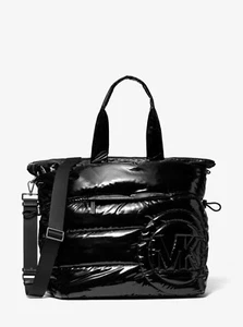BOLSO DE MANO MICHAEL KORS RAE NEGRO GRANDE CHAROL NYLON ACOLCHADO LOGOTIPO ME ENCANTA - Imagen 1 de 3